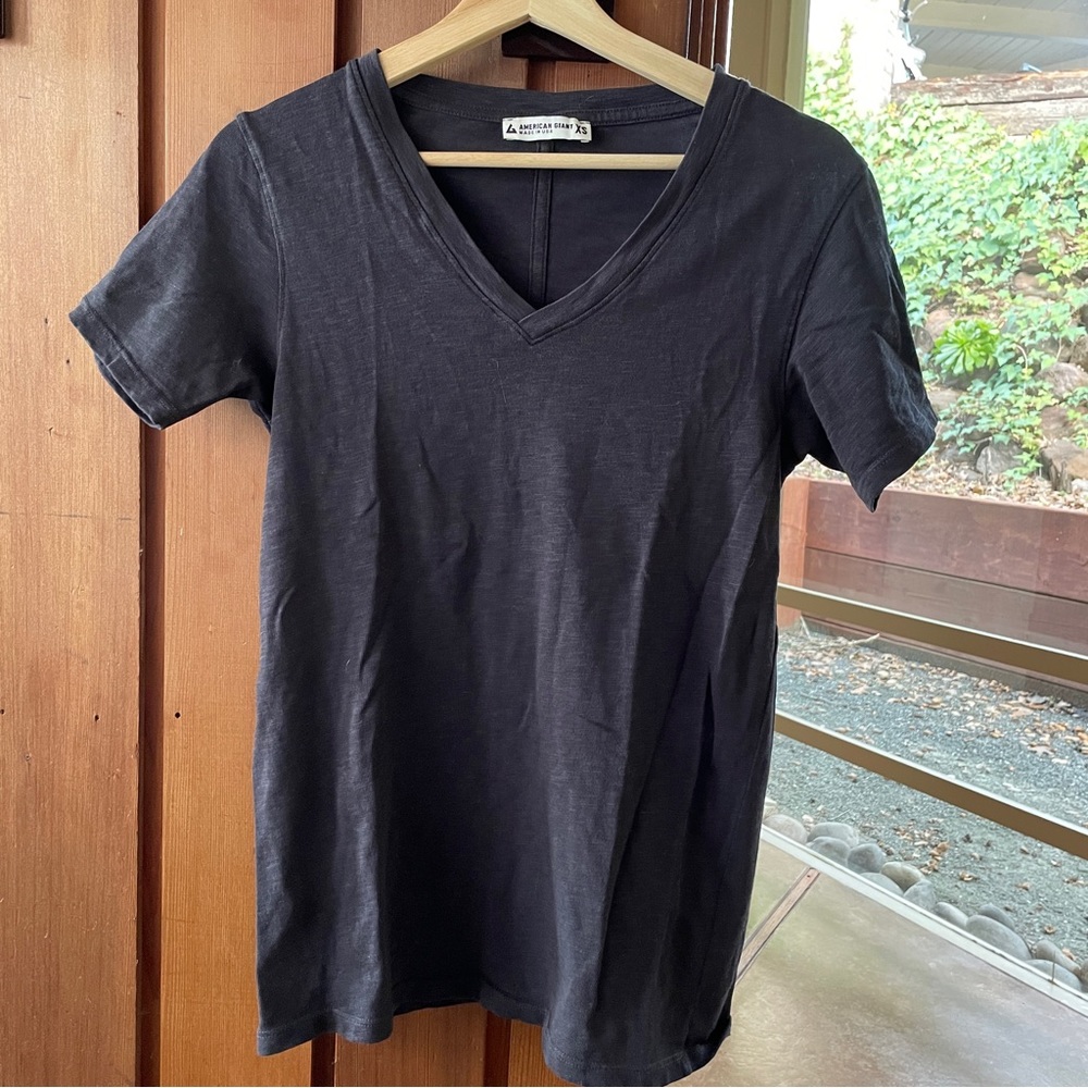 American Giant XS Premium Slub V-Neck Tee Black